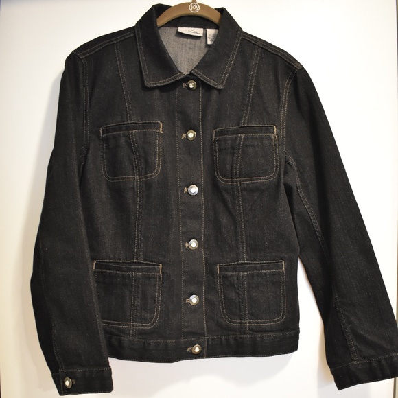 Chico's Jackets & Blazers - Chico's Platinum Black Denim Jacket NWOT